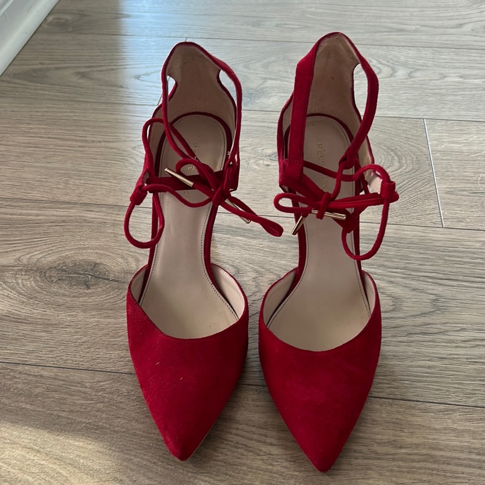 Pelle Moda Stiletto Lace Up Red Heel 4 Inch